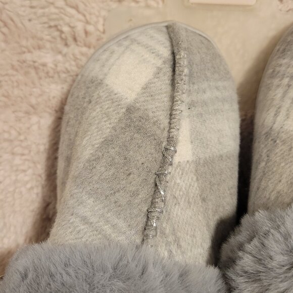 LC Lauren Conrad Women's Faux Fur Plaid Clog Slipper S 5-6 *BRAND NEW* - Picture 4 of 7